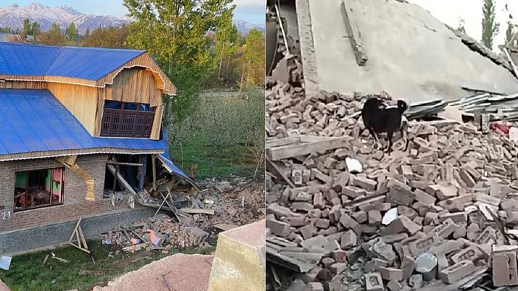 Demolished residences of LeT commanders in South Kashmir (photo: IANS)