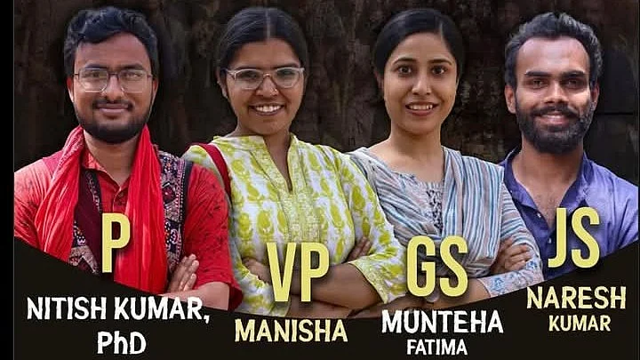A poster showing the JNUSU winning panel (photo courtesy: @SAsiaSolidarity/X)