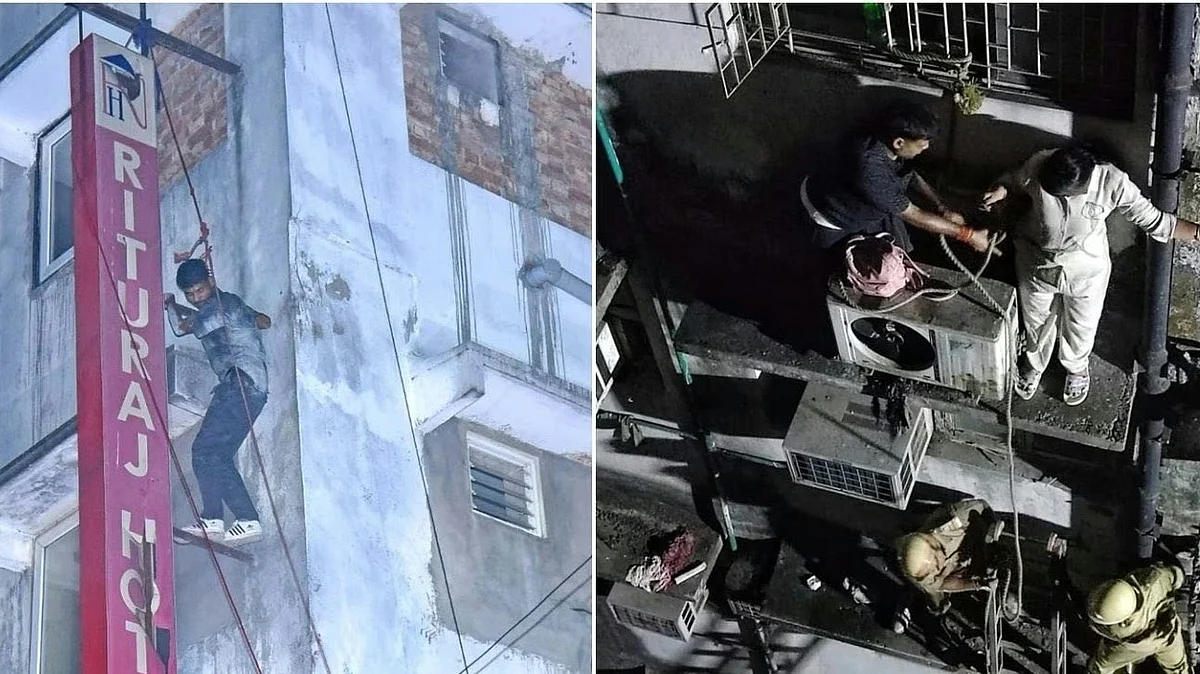 Kolkata hotel fire images on social media (photo courtesy: @geotechwar/X) 