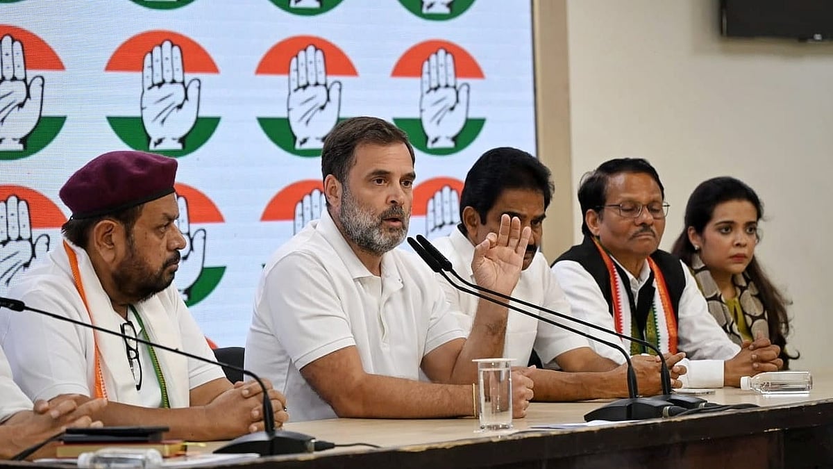 Rahul Gandhi at the press meet (photo: Vipin/NH) 