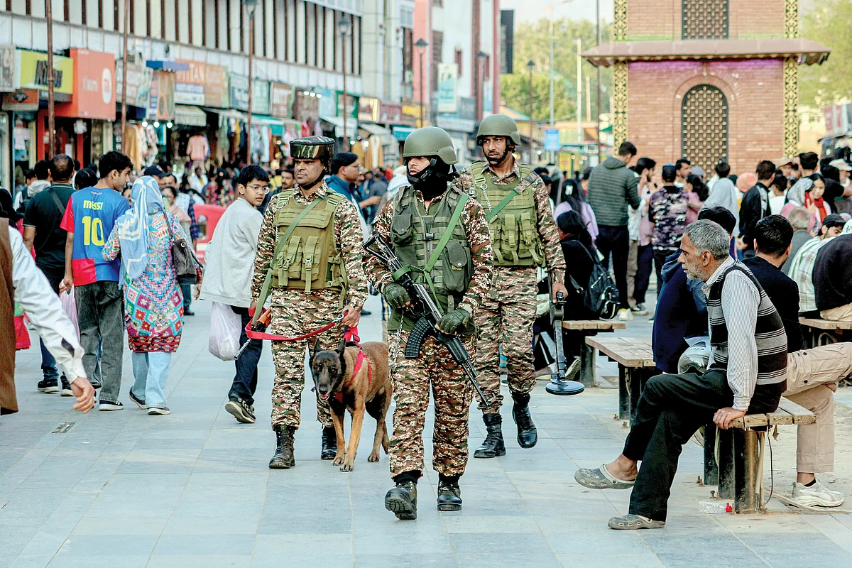 Security personnel patrol Srinagar