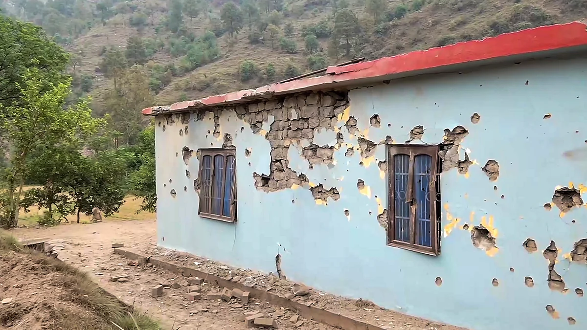 A damaged house in Poonch district on 7 May (photo: PTI)