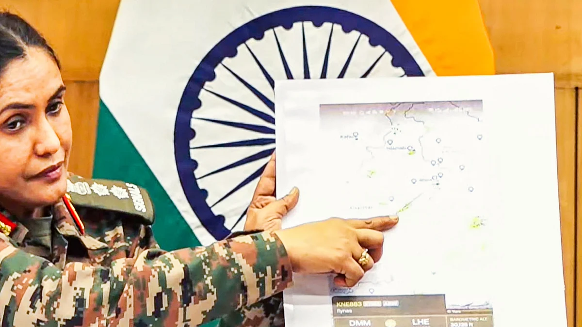 Col Sofiya Qureshi at the press briefing (photo: PTI)