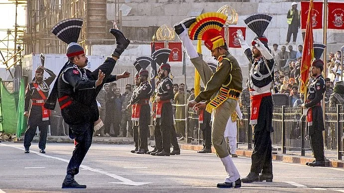 Beating retreat ceremony at the Attari–Wagah border