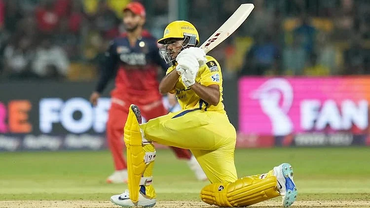 Ayush Mhatre on song during his innings of 94 vs the Royal Challengers Bengaluru