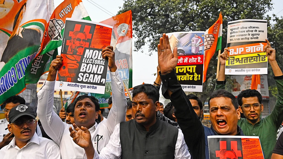 A Youth Congress protest against electoral bonds in Kolkata, 16 Feb 2024 (file photo) 