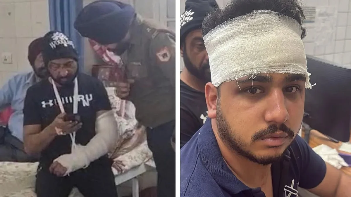 Colonel Pushpinder Singh Bath and his son (photo courtesy: @thenewsdrum/X)