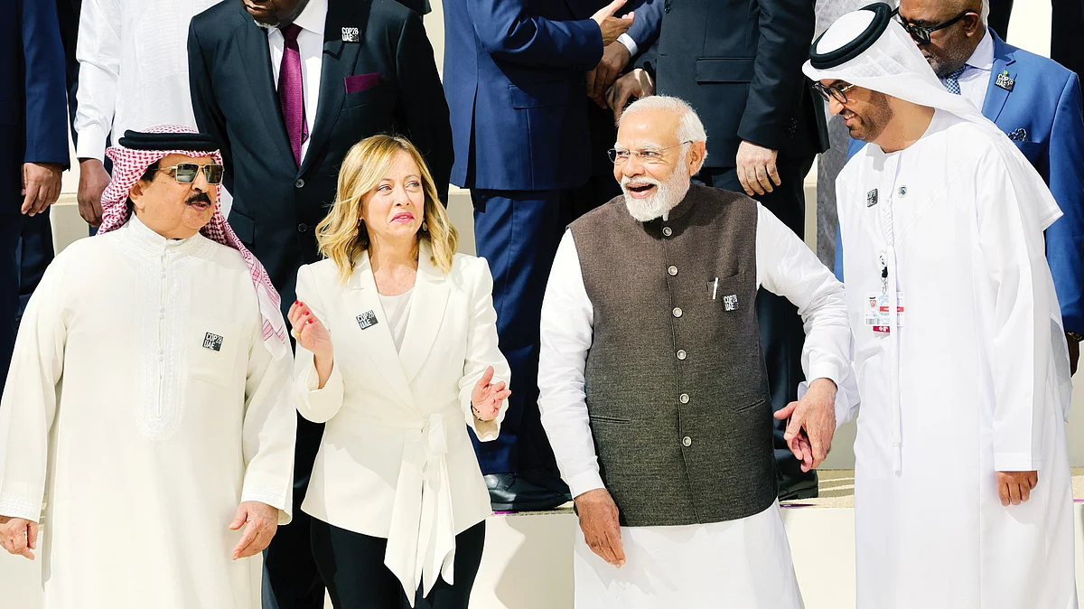 PM Modi with Cop 28 president Sultan al-Jaber and Italian PM Giorgia Meloni (file photo)