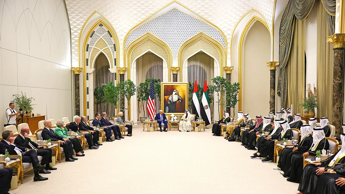 US President Trump with UAE President Sheikh Mohamed bin Zayed Al Nahyan in Abu Dhabi