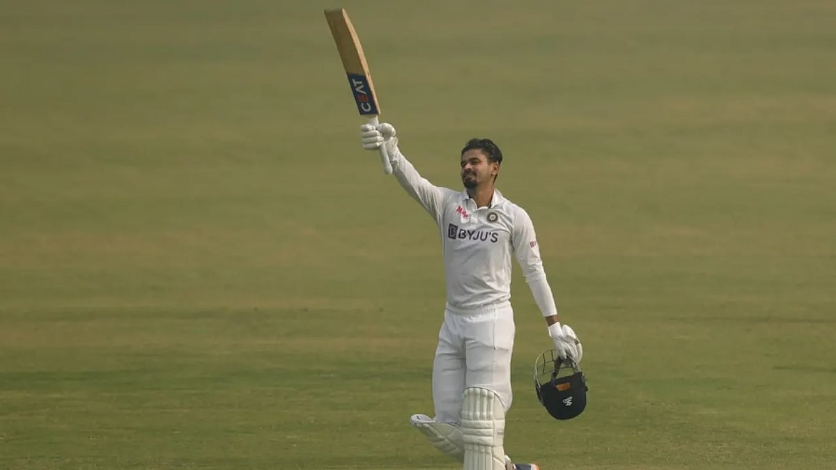 Shreyas Iyer after scoring a century on Test debut in 2021
