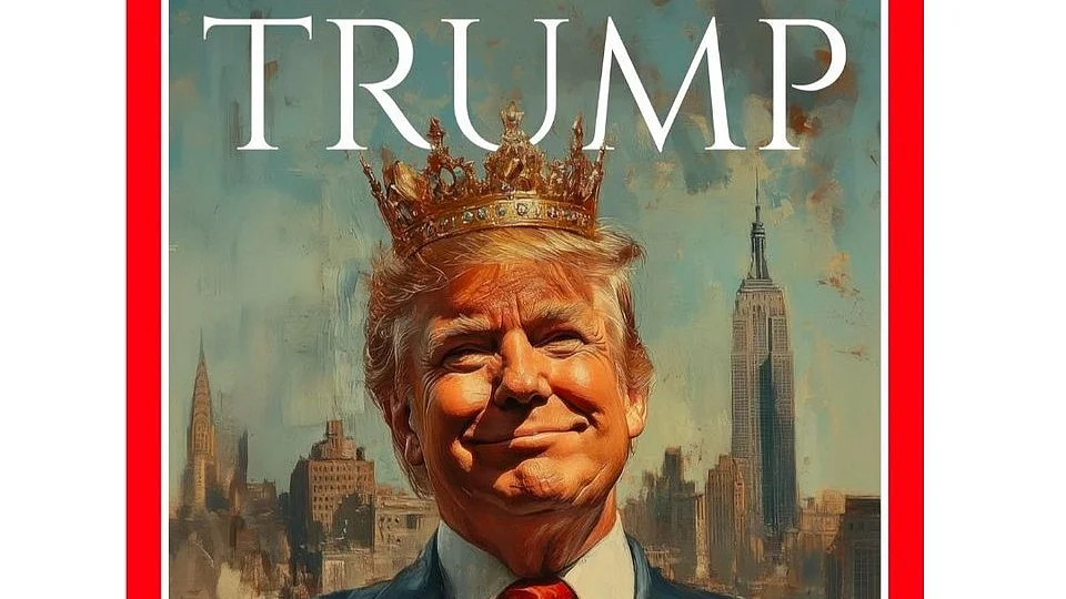 The image of the crowned POTUS included the legend 'Long Live the King'