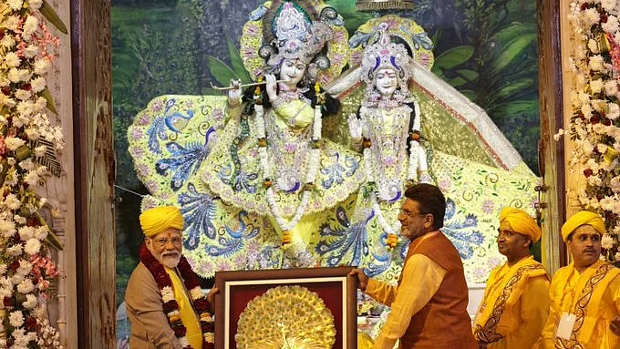 Radha Rani with the Shri Krishna statue at the Mathura Krishna Janmabhoomi temple