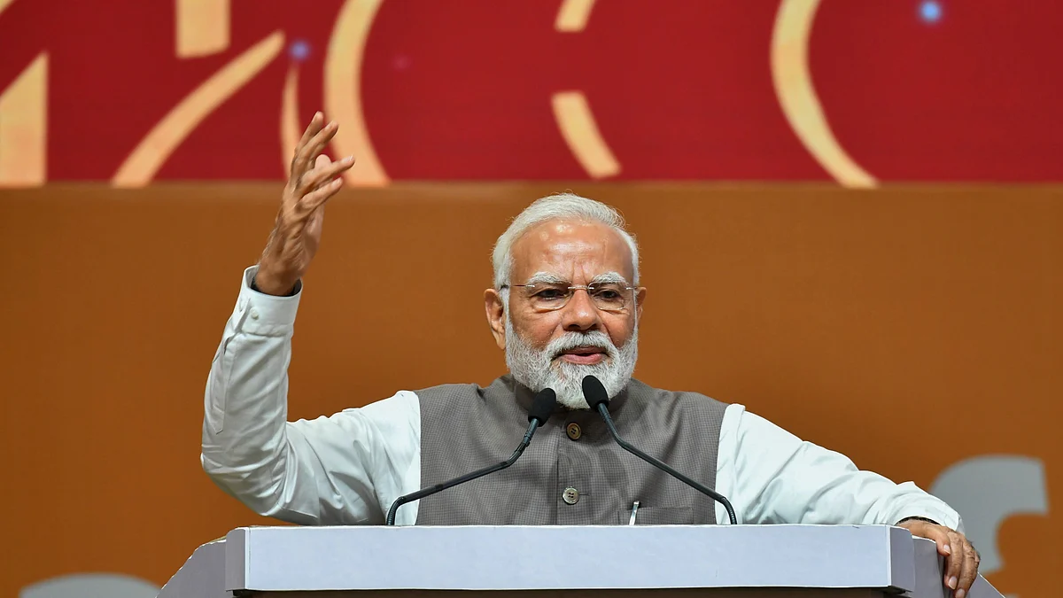 PM Modi in Gandhinagar, Gujarat (photo: @PMOIndia/X)