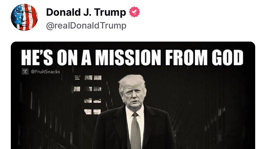 After court overrules tariffs, Trump posts he is on a mission from God, "nothing can stop what is coming"