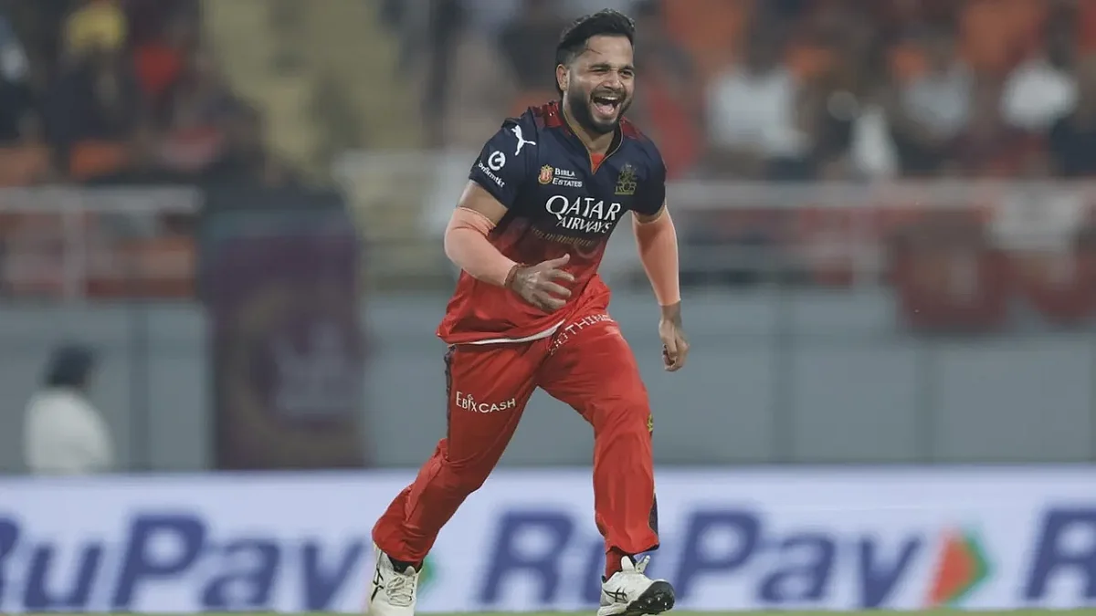 Suyash Sharma after one of his wickets in the Qualifier 1 on 29 May (photo: BCCI)