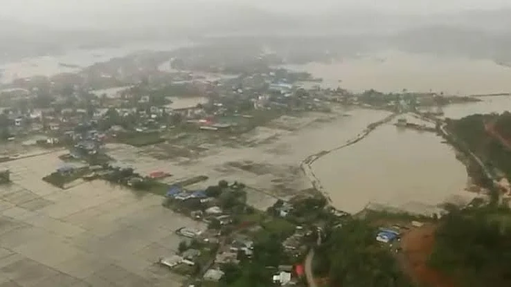 Aerial view of Manipur floods (photo courtesy: @baneishsingha/X)
 