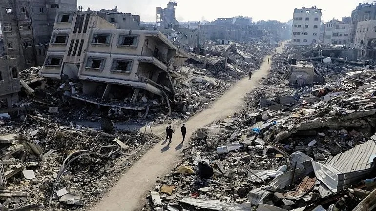 The landscape of Gaza through which Palestinians must get to ‘aid’