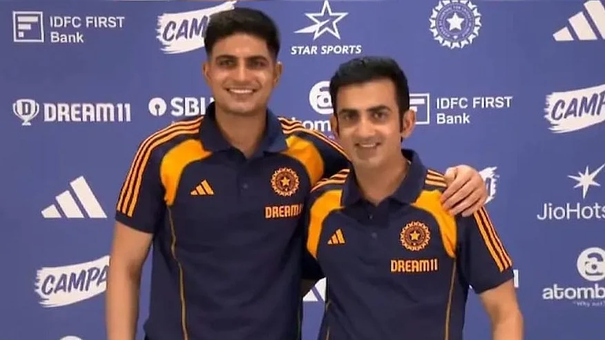 Shubman Gill and Gautam Gambhir at a press conference (photo: BCCI)