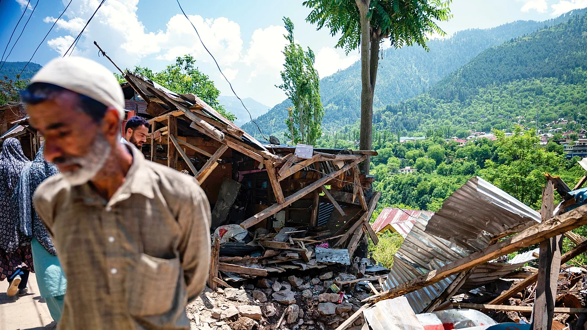 One of many shops damaged in cross-border shelling in J&K’s Uri, 15 May 2025