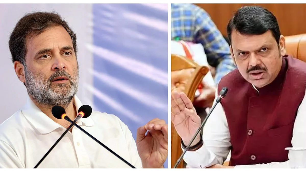 Rahul Gandhi; (R) Devendra Fadnavis