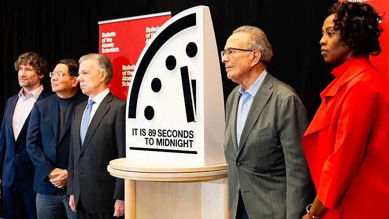 The Doomsday Clock is set at 89 seconds to midnight (courtesy: www.thebulletin.org)