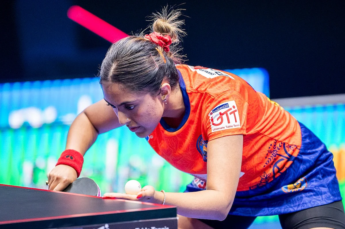 Asian Games medallist Ayhika Mukherjee in action in UTT