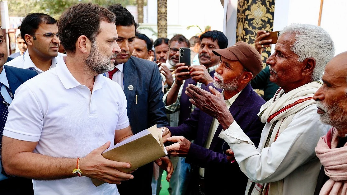 Rahul Gandhi with senior leaders of the Dalit community in Rae Bareli (file photo)