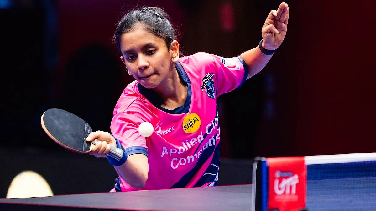 Sreeja Akula in action for Jaipur Patriots in the ongoing UTT