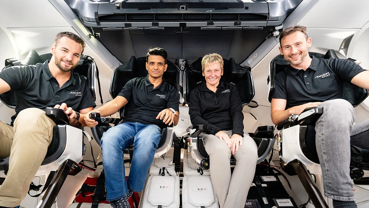 Group Captain Shukla (second from L) with his fellow astronauts (photo: @NASASpaceOps/X)