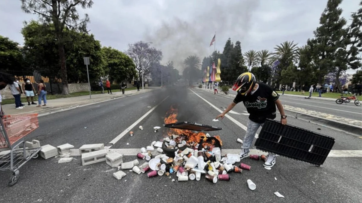 Protests in Los Angeles (photo courtesy: @FBILosAngeles/X)