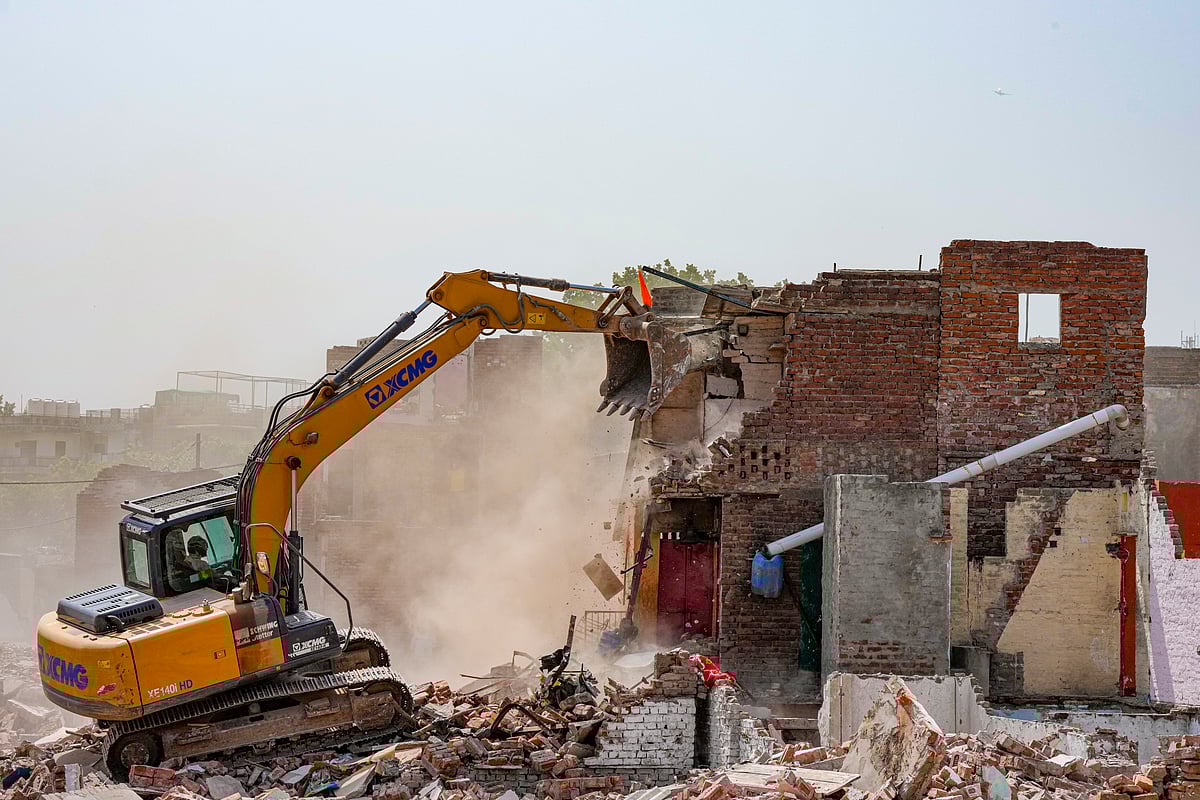 Demolition underway at Bhoomiheen Camp, New Delhi