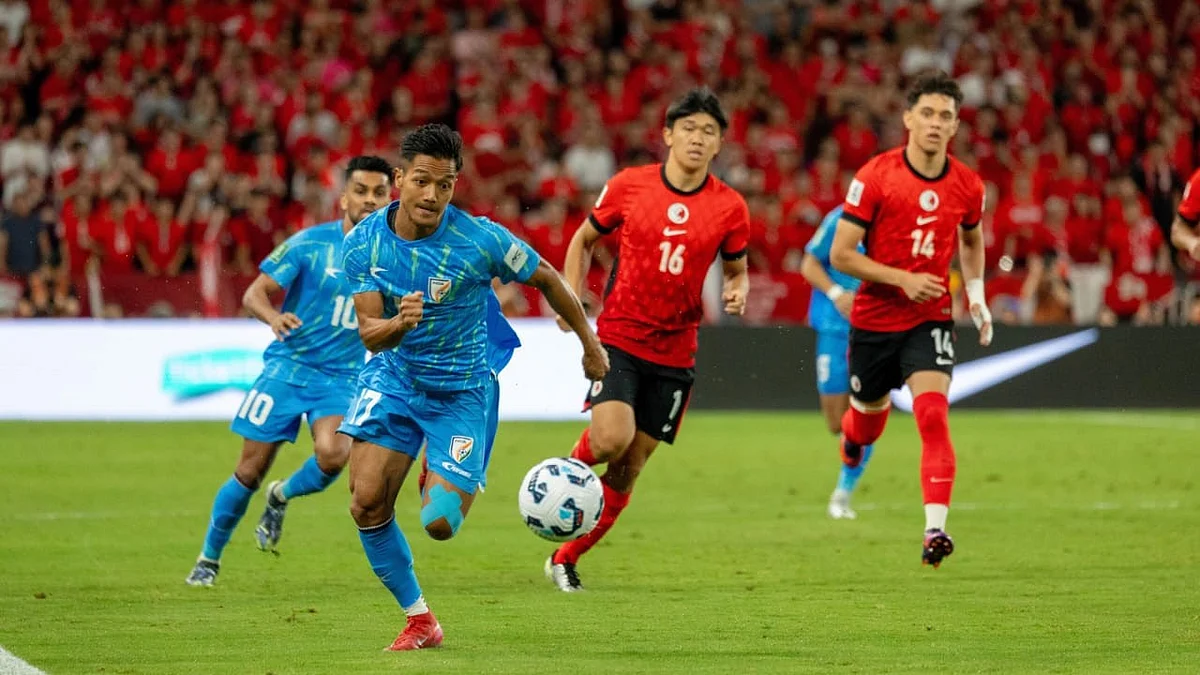 Action during India-Hong Kong match in Kowloon City on Tuesday