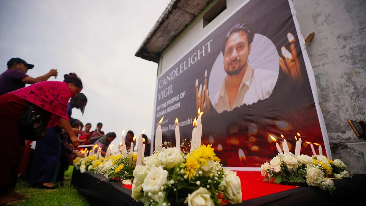 A vigil in memory of the late Raja Raghuvanshi in Sohra, Meghalaya (photo: @AskAnshul/X)