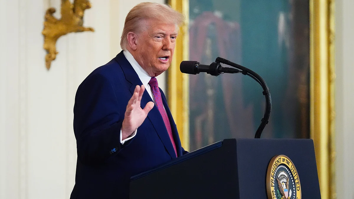 Donald Trump speaks in the East Room of the White House on 12 June (photo: AP/PTI)