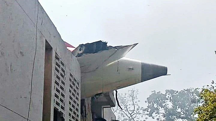 Part of the wreckage after the Ahmedabad plane crash
