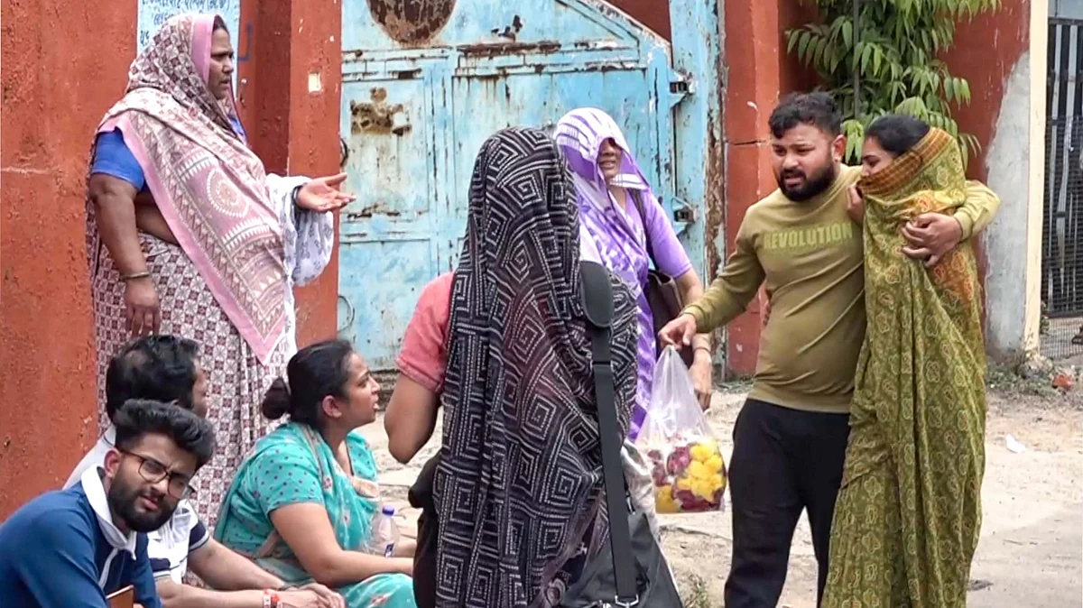 Relatives of a victim of the Air India plane crash mourn in Ahmedabad. (Photo: PTI) 