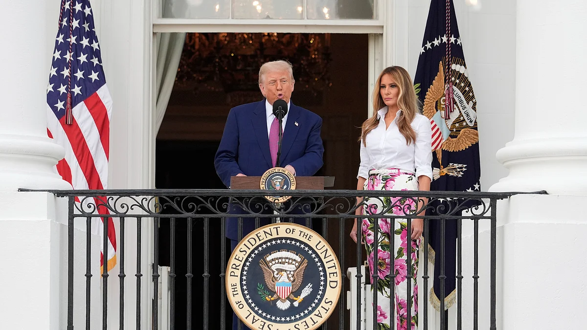 Donald Trump speaks during the congressional picnic at White House on 12 June (photo: AP/PTI)