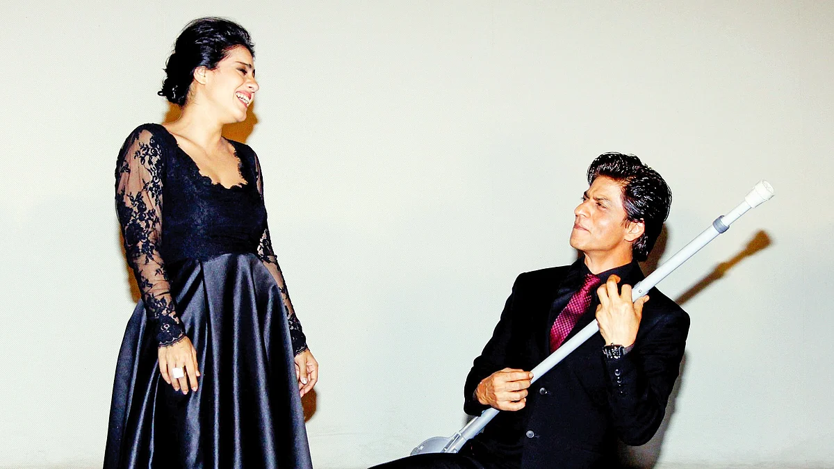 Actors Shah Rukh Khan and Kajol at a celebration of 1,000 weeks of DDLJ (photo: Getty Images)