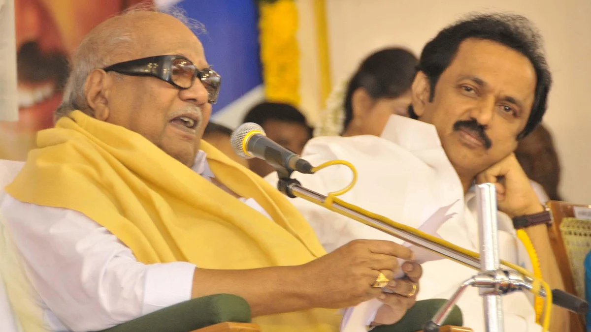 CM Stalin with his late father and 'Kalaignar' M. Karunanidhi (photo: @mkstalin/X)