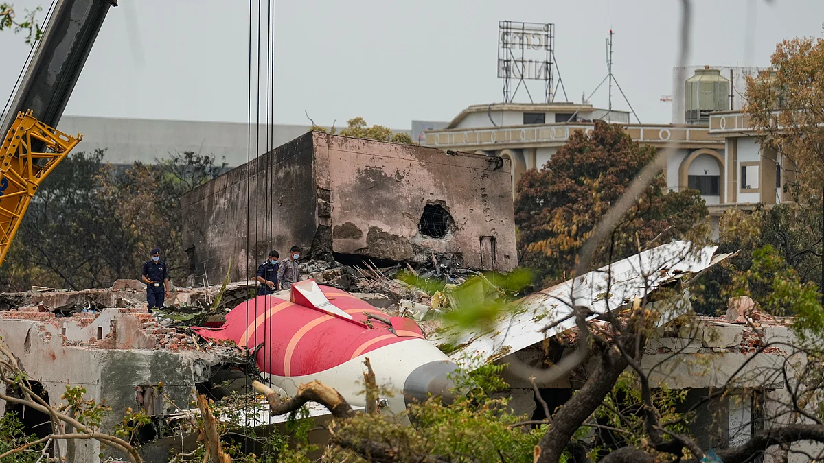 The Air India plane crash site in Ahmedabad