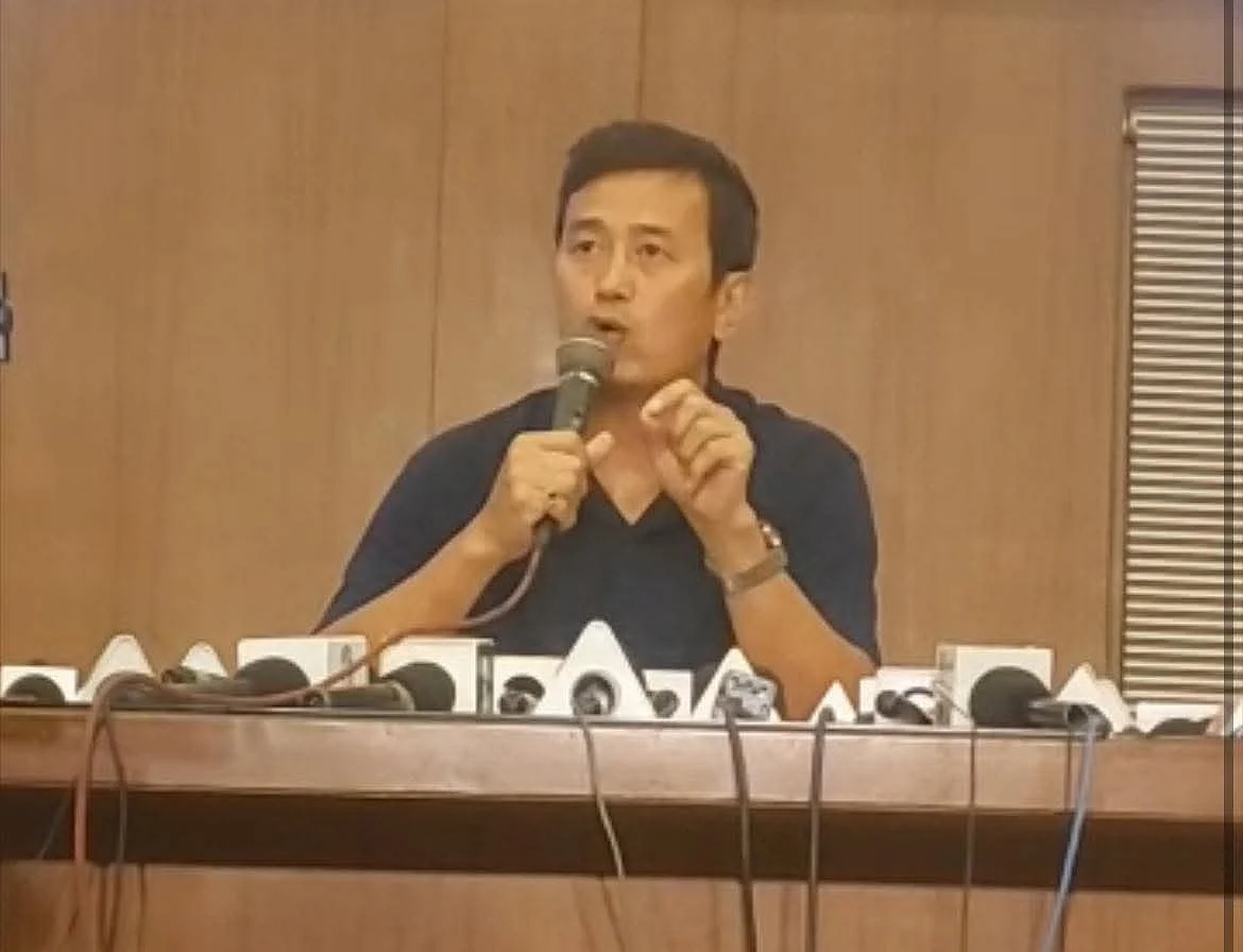 Baichung Bhutia addresses the media in Kolkata