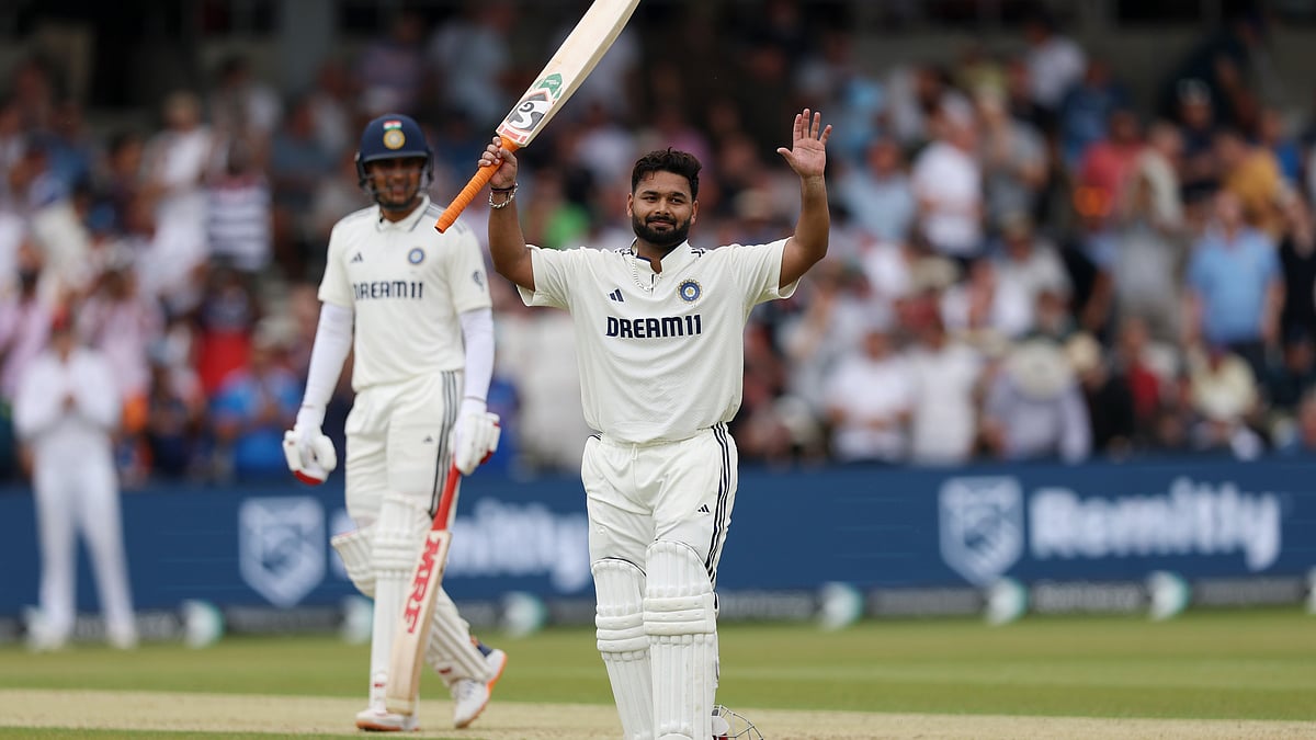 Rishabh Pant celebrates his Test century against England, 21 June 2025 (photo courtesy: @BCCI/ X)