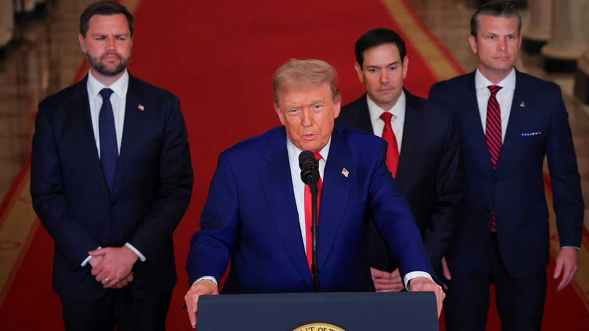 Donald Trump speaks from East Room of White House on 21 June (photo: AP/PTI)