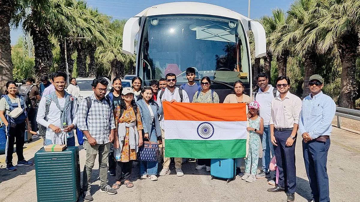 Indian nationals before leaving Jerusalem as part of evacuations under Operation Sindhu (photo: PTI)