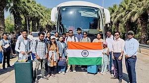 Indian nationals before leaving Jerusalem as part of evacuations under Operation Sindhu (photo: PTI)