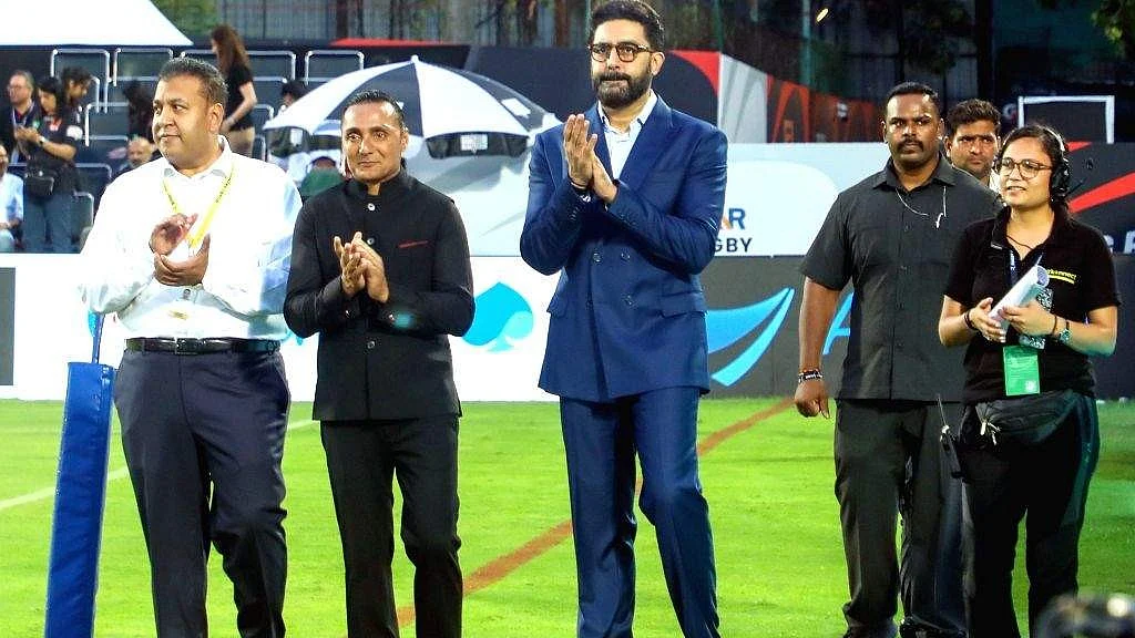 Rahul Bose (2nd left) and Abhishek Bachchan at the opening of Rugby Premier League (photo: RPL)