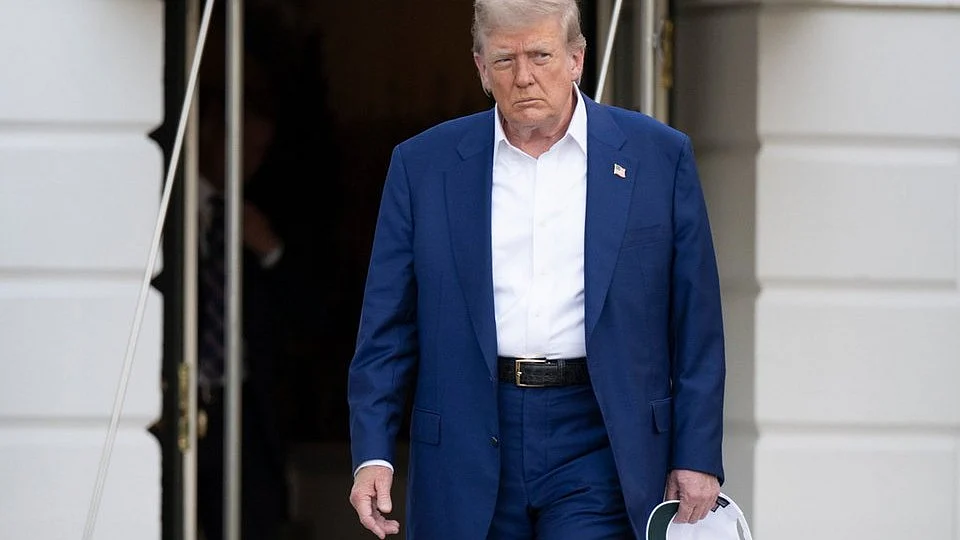 Donald Trump leaves the White House to head for The Hague