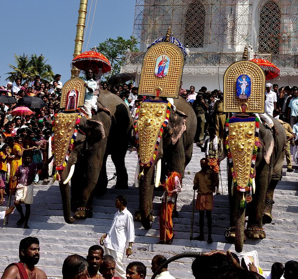 Another church procession in India, with elephants to bear the Trinity aloft