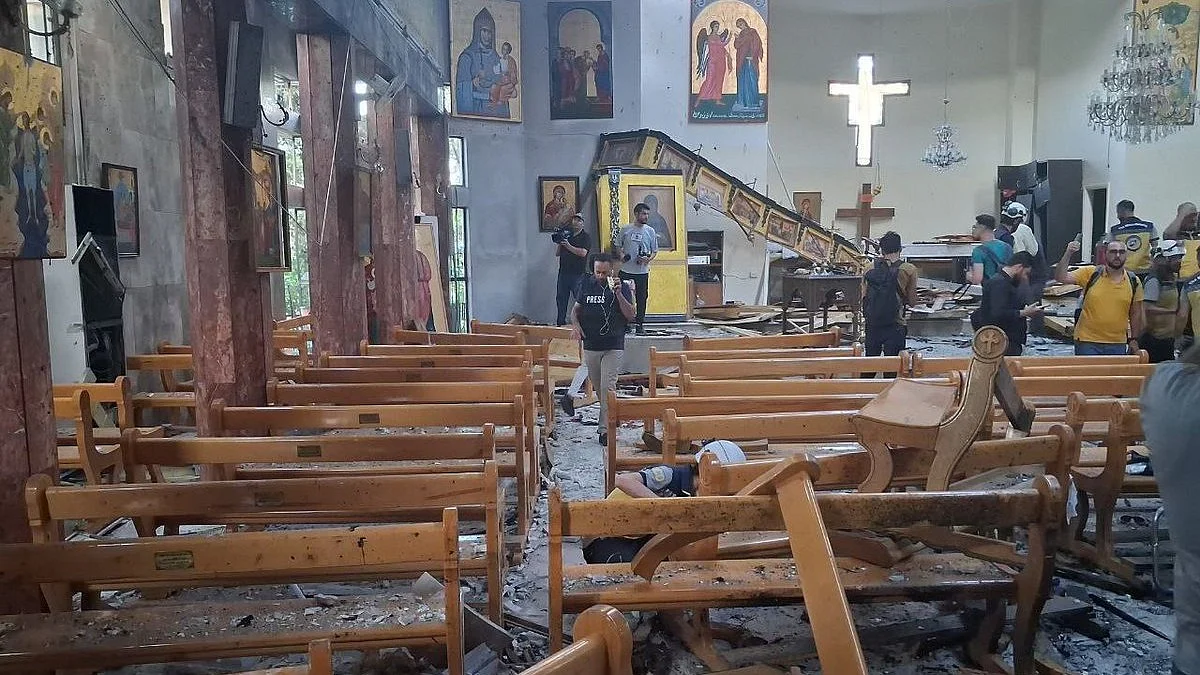 The aftermath of the suicide bombing attack on the Mar Elias church 