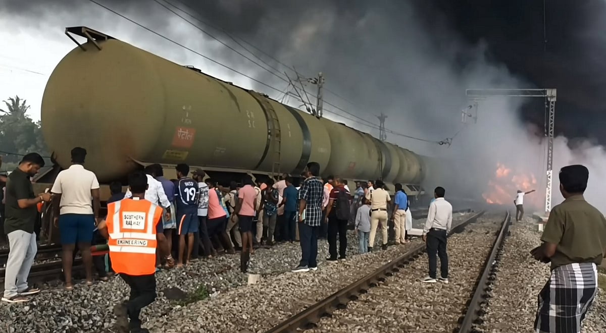 Freight train ferrying oil catches fire in Tamil Nadu, train services hit